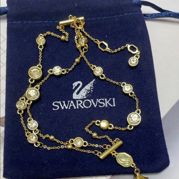 Swarovski Gold Bracelet with Clear Crystals - Picture 1 of 2